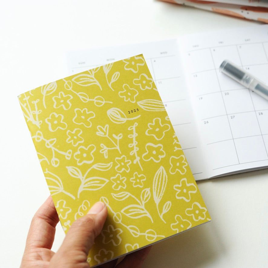 2025 Small Monthly Planner - Yellow Floral