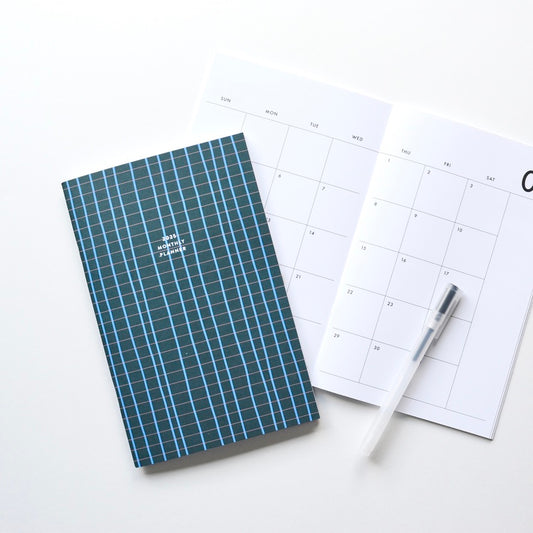 2025 Big Monthly Planner - Blue Plaid