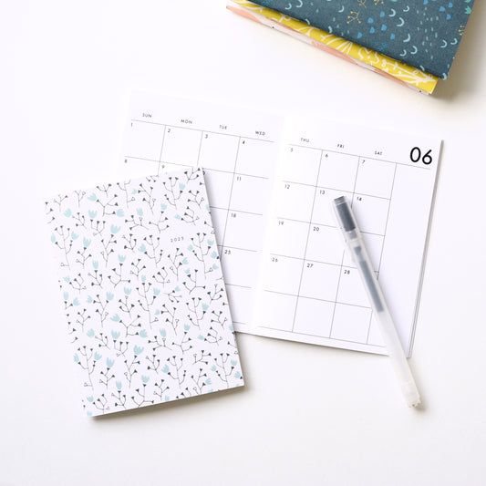 2025 Small Monthly Planner - Light Blue Floral