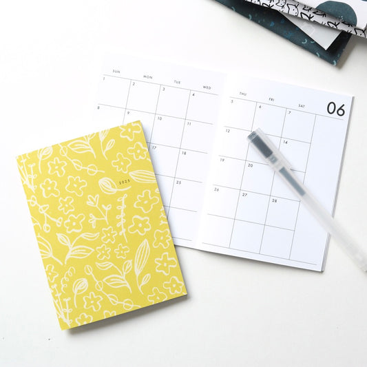 2025 Small Monthly Planner - Yellow Floral